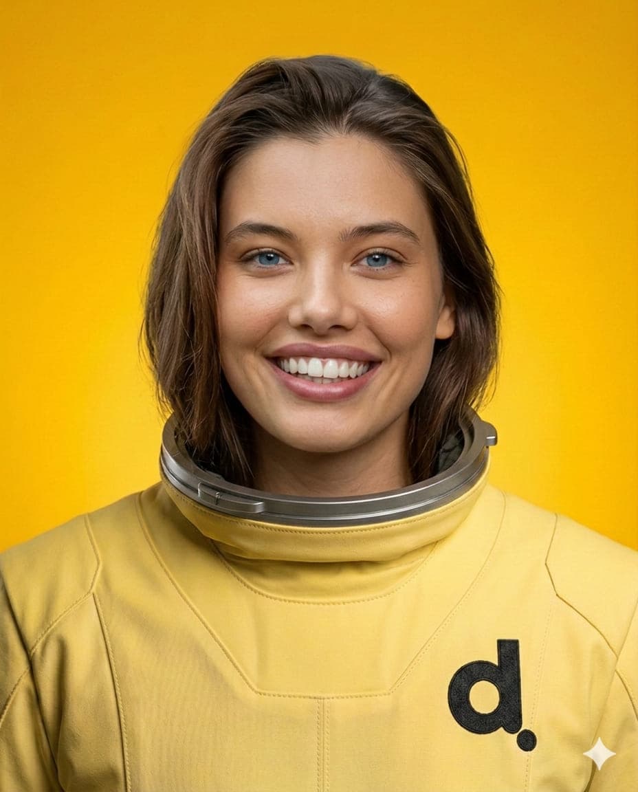 Evelyn Nordström, Head of Consulting på Digitalenta. Porträttfoto där rymddräkt och bakgrund är inmonterade med AI.